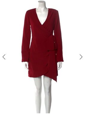 cinq a sept Red Wrap-Front Mini Dress